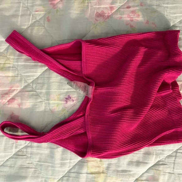 Love Bright Pink Ribbed Top - Picture 2 of 3